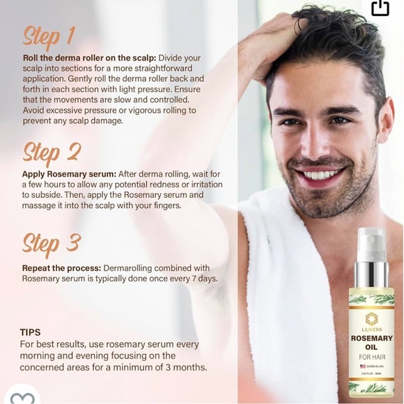 NEW Lilivera Rosemary Oil Hair Regrowth Treatment for Women + Roller 2.0 fl oz - Picture 5 of 7